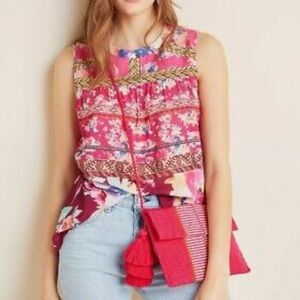 Anthropologie Vineet Bahl Roderiga Floral Blouse Size Medium